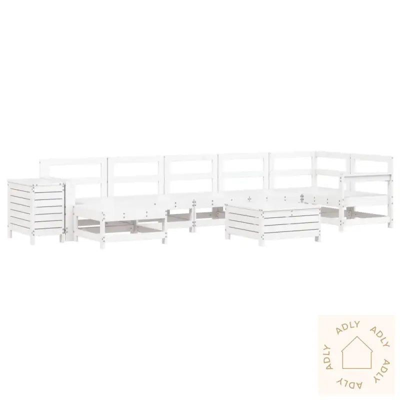 Hagesofasett 9 Deler Hvit Heltre Furu
