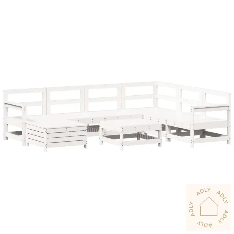 Hagesofasett 8 Deler Hvit Heltre Furu