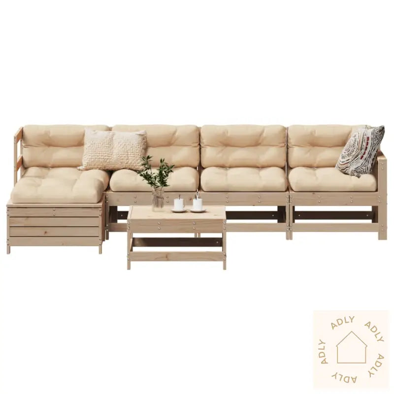 Hagesofasett 6 Deler Heltre Furu