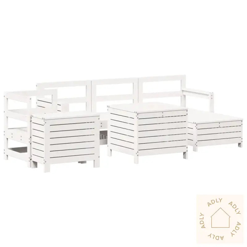 Hagesofasett 7 Deler Hvit Heltre Furu