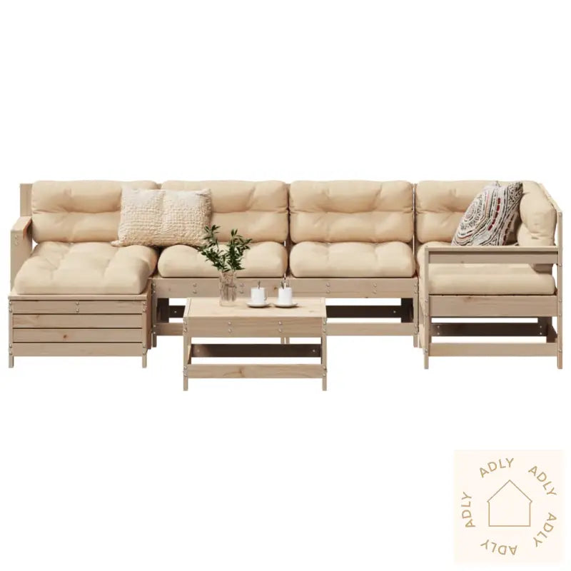 Hagesofasett 7 Deler Heltre Furu