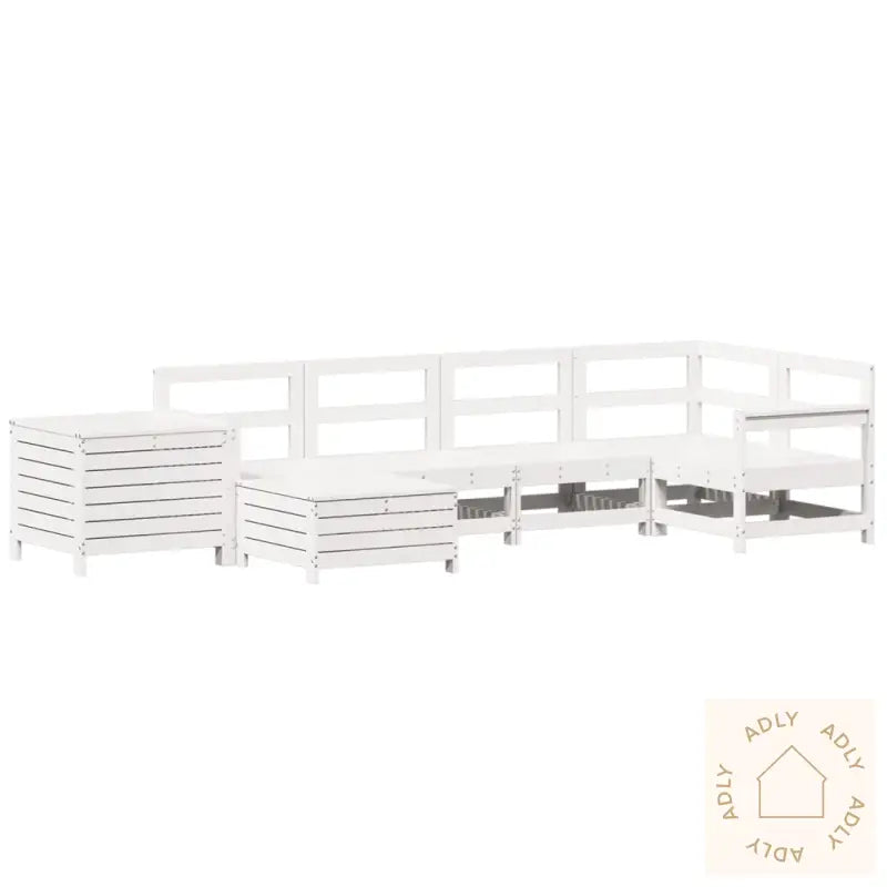 Hagesofasett 7 Deler Hvit Heltre Furu