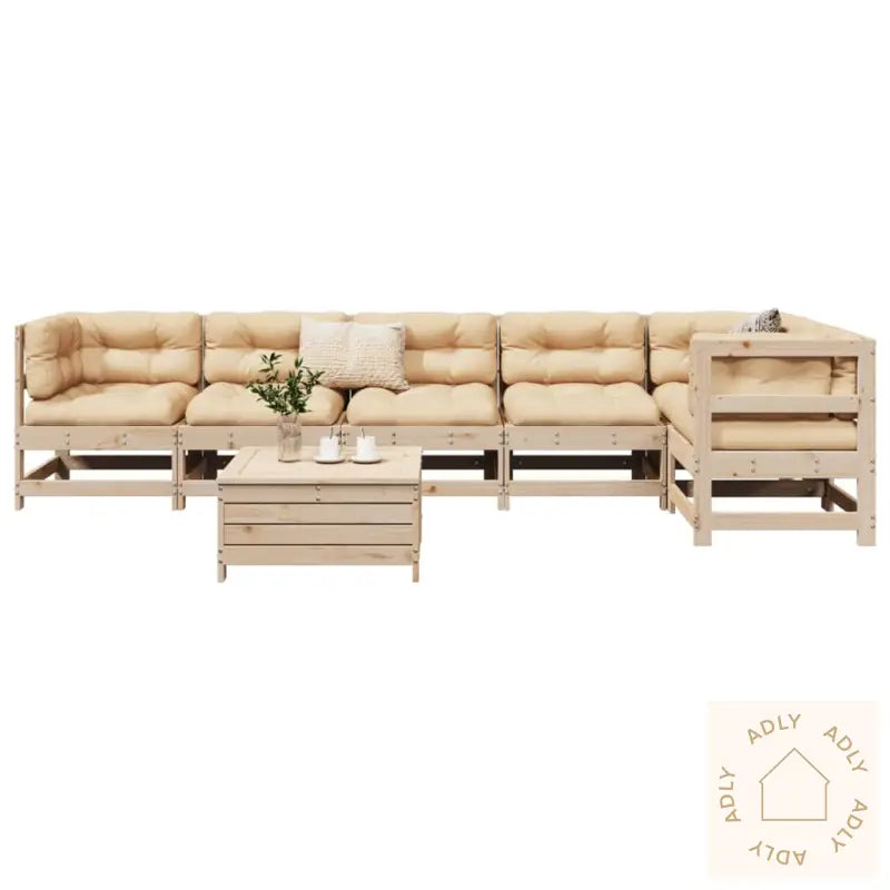 Hagesofasett 7 Deler Heltre Furu