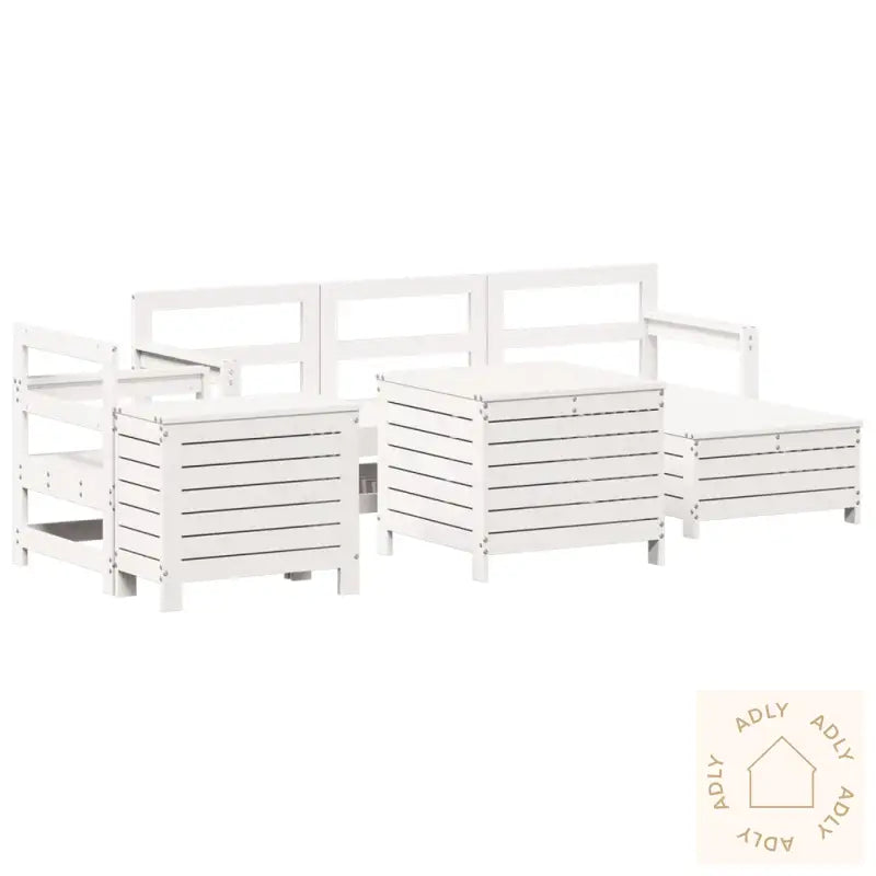 Hagesofasett 7 Deler Hvit Heltre Furu
