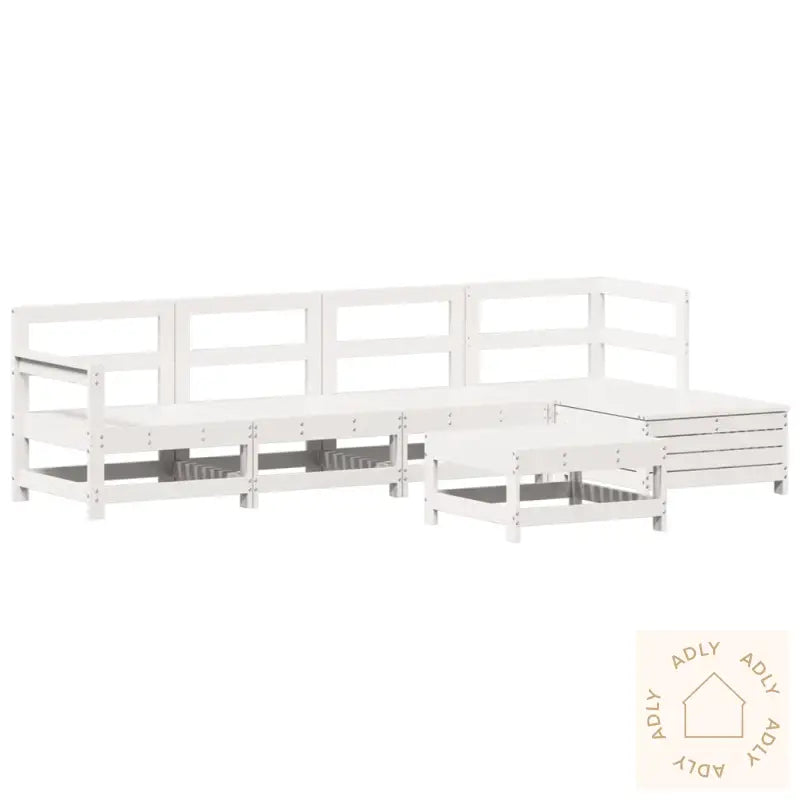 Hagesofasett 6 Deler Hvit Heltre Furu