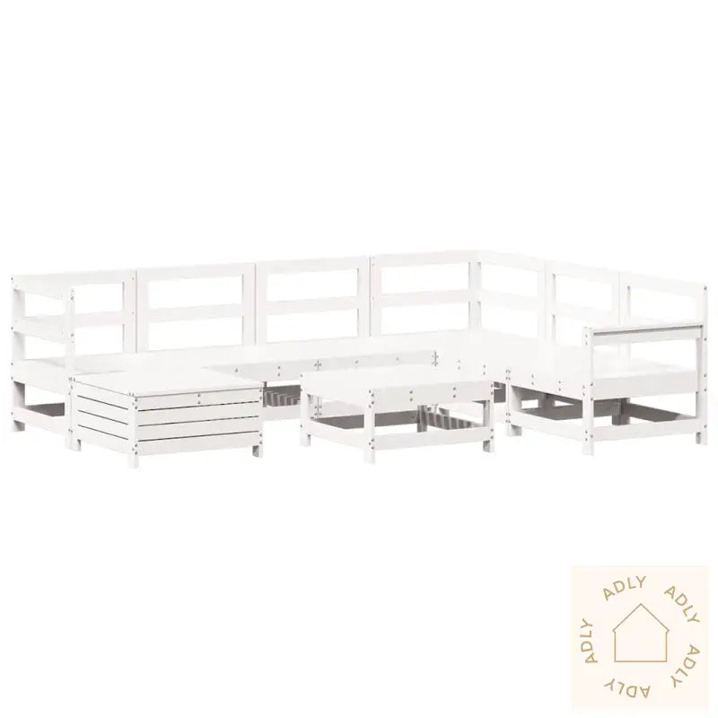 Hagesofasett 8 Deler Hvit Heltre Furu