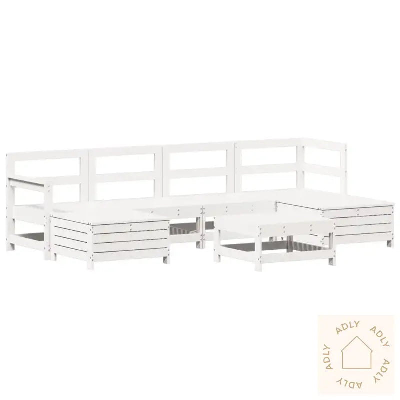 Hagesofasett 7 Deler Hvit Heltre Furu