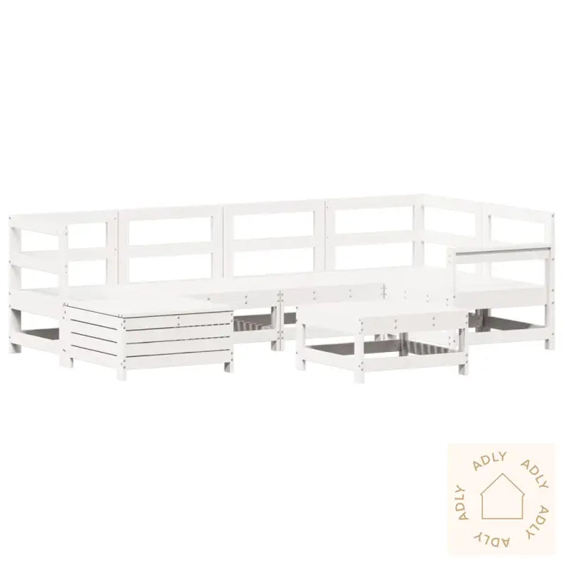 Hagesofasett 7 Deler Hvit Heltre Furu