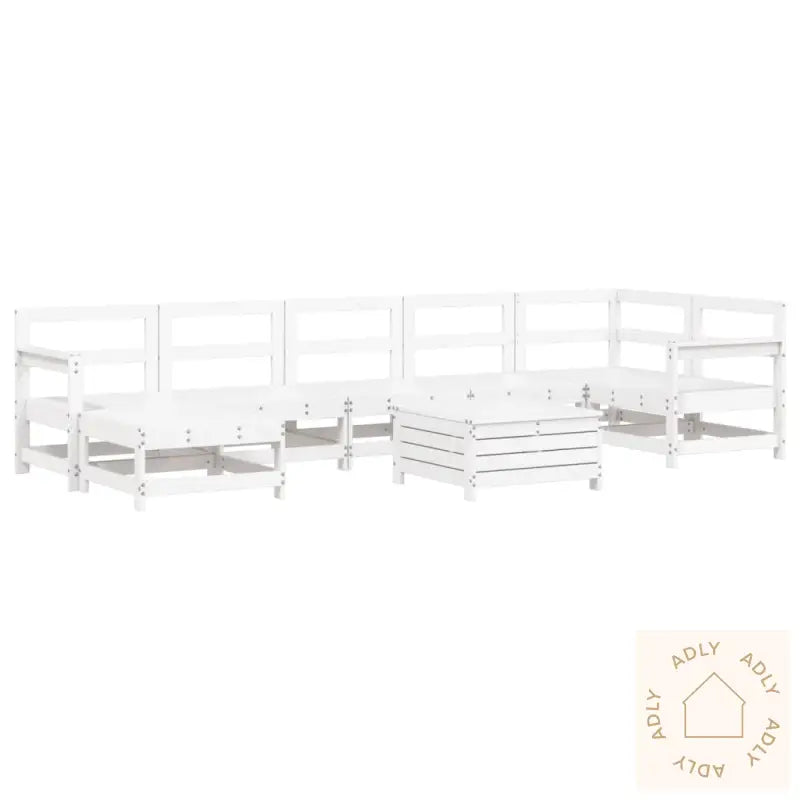 Hagesofasett 8 Deler Hvit Heltre Furu