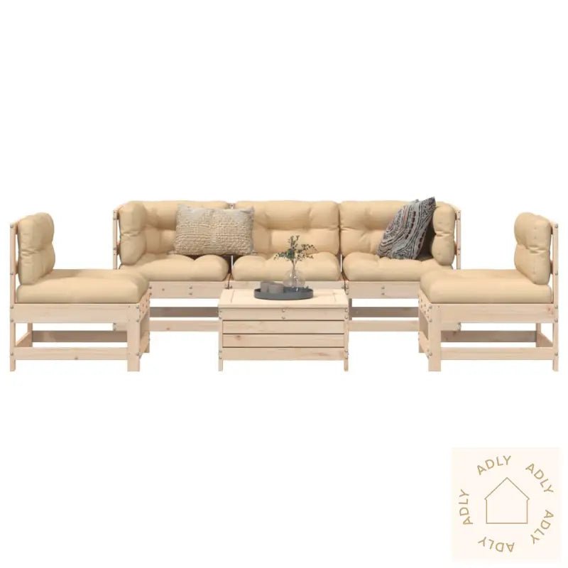 Hagesofasett 6 Deler Heltre Furu