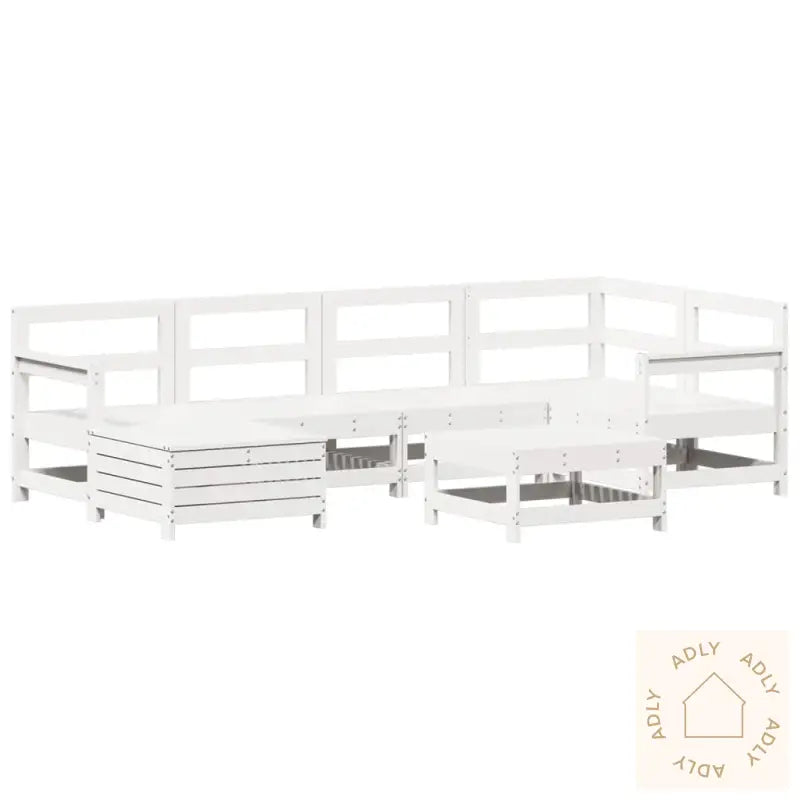 Hagesofasett 7 Deler Hvit Heltre Furu