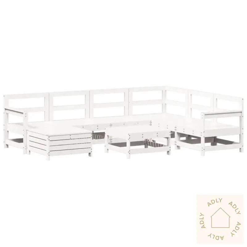 Hagesofasett 8 Deler Hvit Heltre Furu