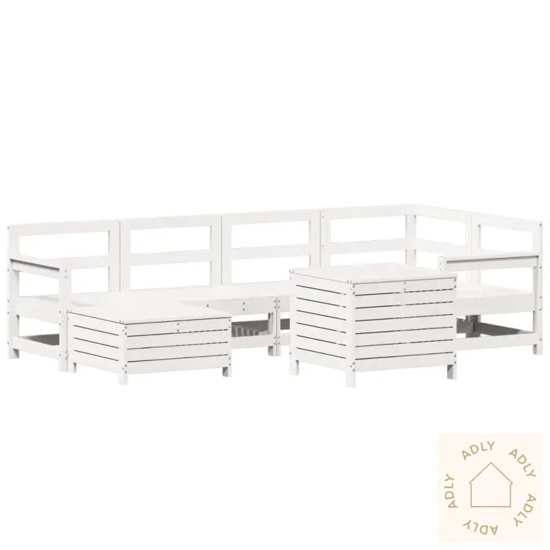 Hagesofasett 7 Deler Hvit Heltre Furu
