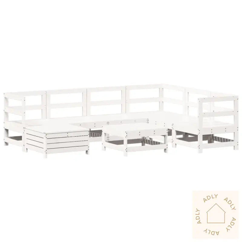 Hagesofasett 8 Deler Hvit Heltre Furu