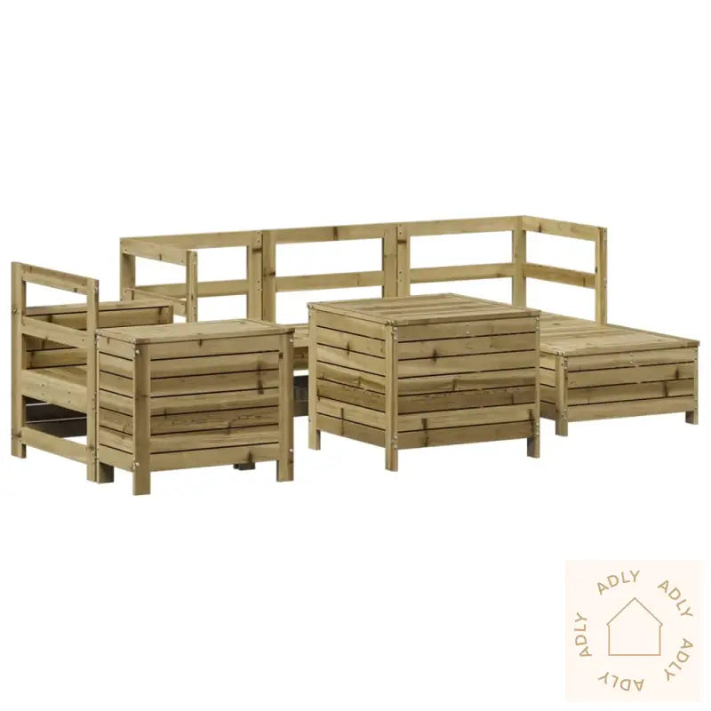 Hagesofasett 7 Deler Impregnert Furu
