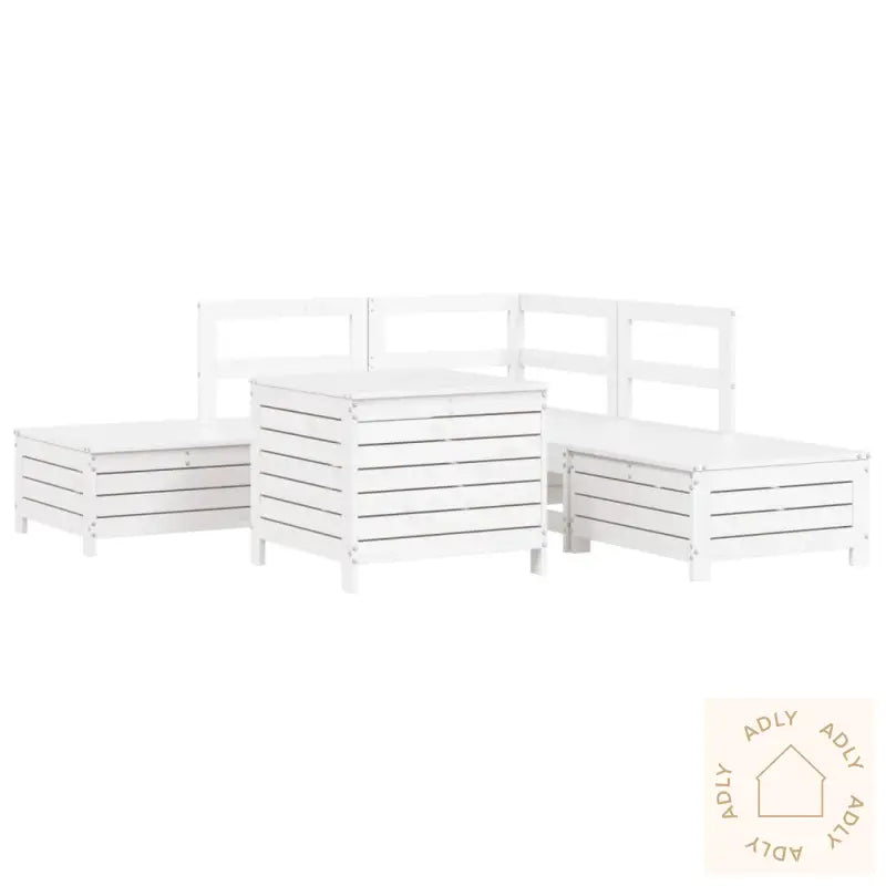 Hagesofasett 6 Deler Hvit Heltre Furu