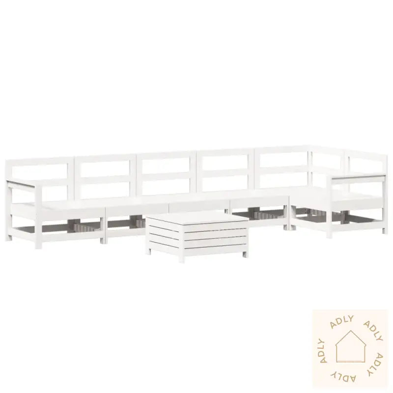 Hagesofasett 7 Deler Hvit Heltre Furu