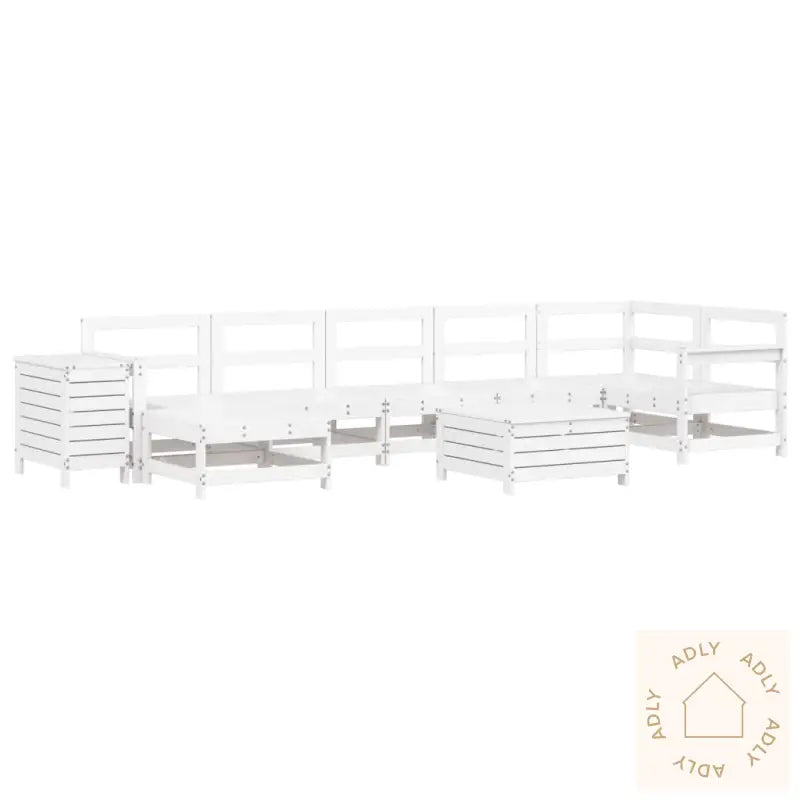 Hagesofasett 9 Deler Hvit Heltre Furu
