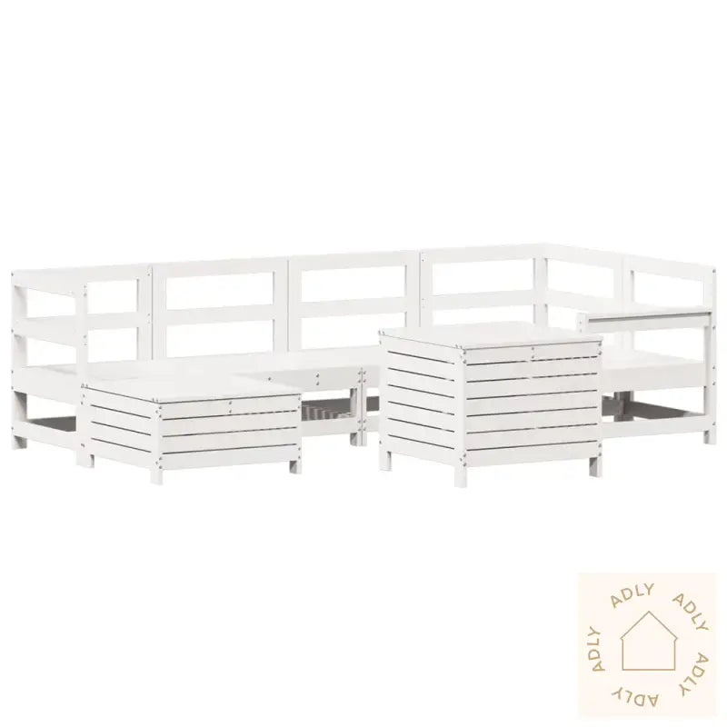 Hagesofasett 7 Deler Hvit Heltre Furu