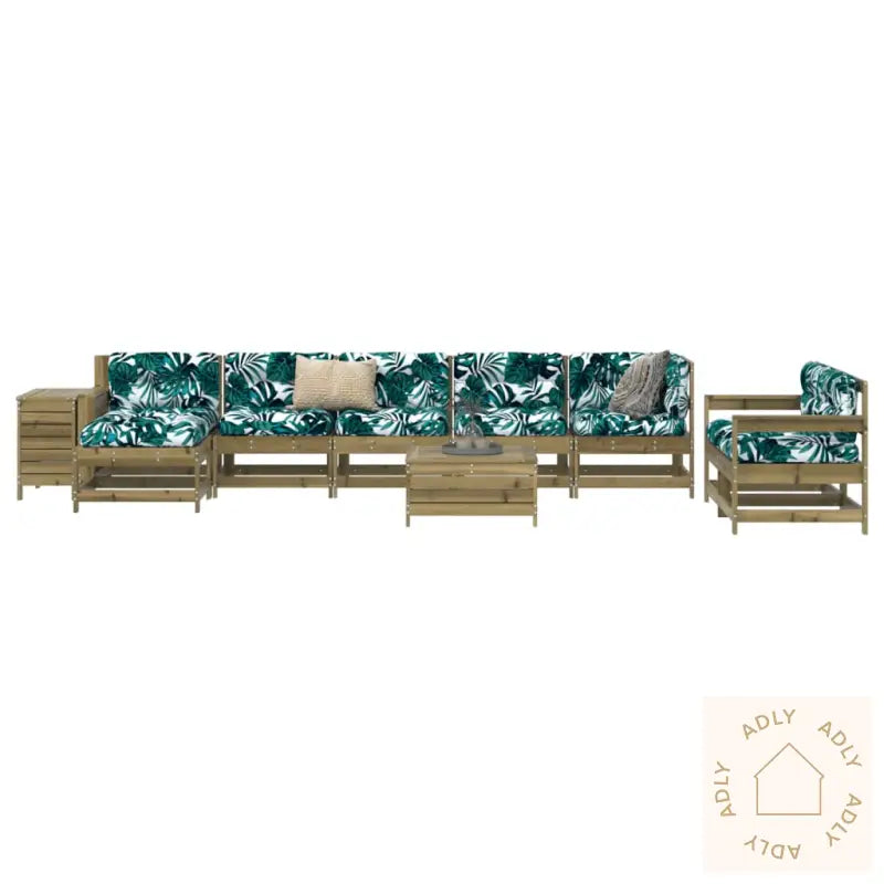 Hagesofasett 10 Deler Impregnert Furu