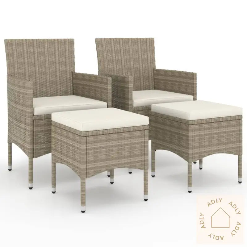 Hagestol- Og Krakksett 4 Deler Polyrotting Beige