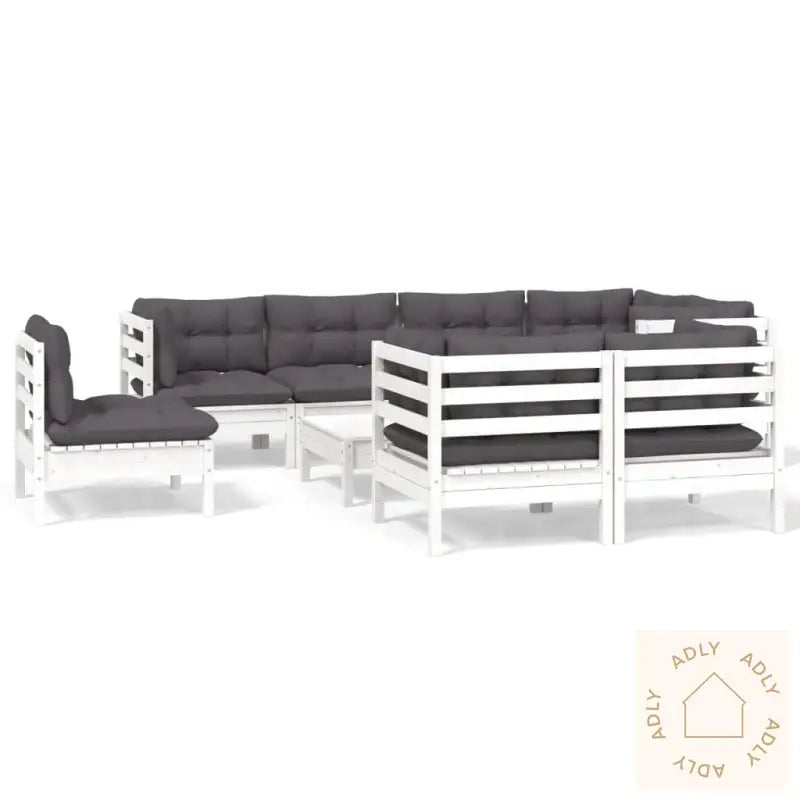 Hagesofagruppe Med Puter 9 Deler Hvit Heltre Furu