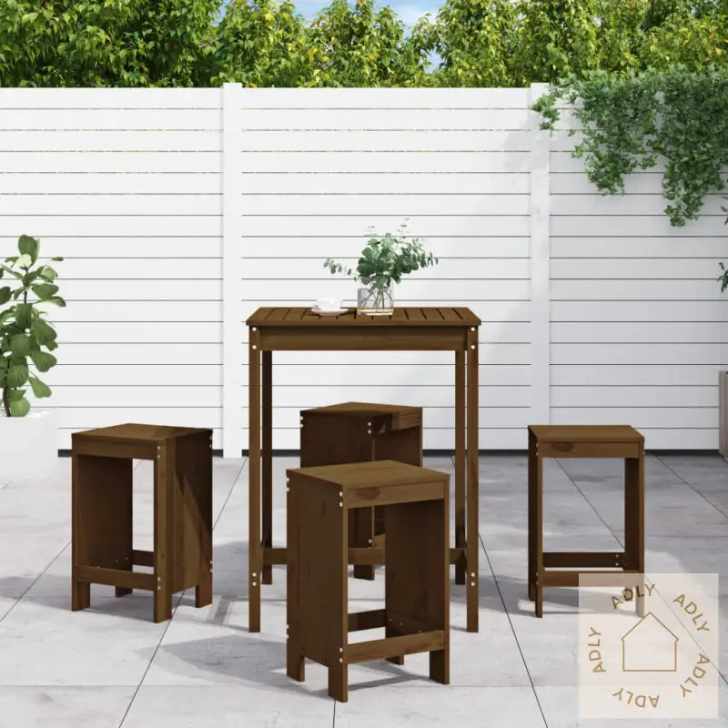 Hagebarsett 5 Deler Honningbrun Heltre Furu