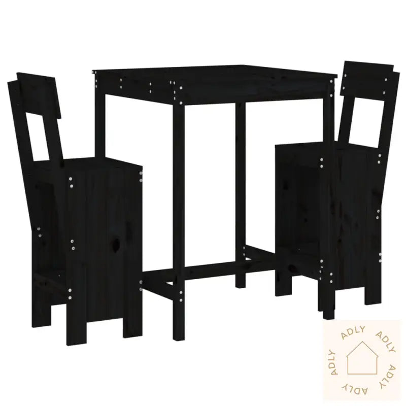 Hagebarsett 3 Deler Svart Heltre Furu