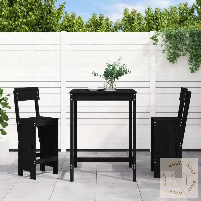 Hagebarsett 3 Deler Svart Heltre Furu