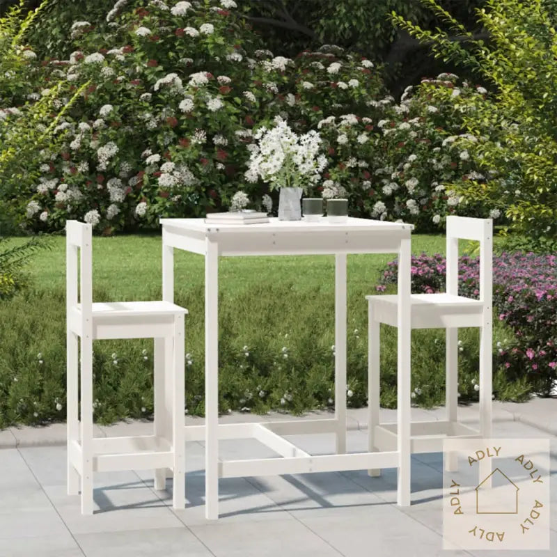 Hagebarsett 3 Deler Hvit Heltre Furu