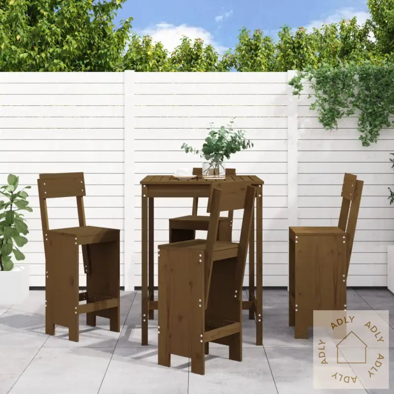 Hagebarsett 5 Deler Honningbrun Heltre Furu