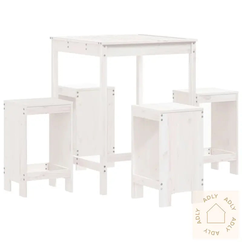 Hagebarsett 5 Deler Hvit Heltre Furu