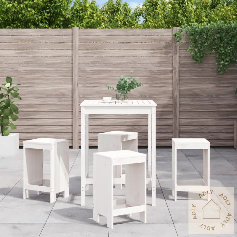Hagebarsett 5 Deler Hvit Heltre Furu