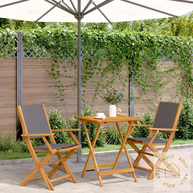 Bistrosett 3 Deler Antrasitt Stoff Og Heltre