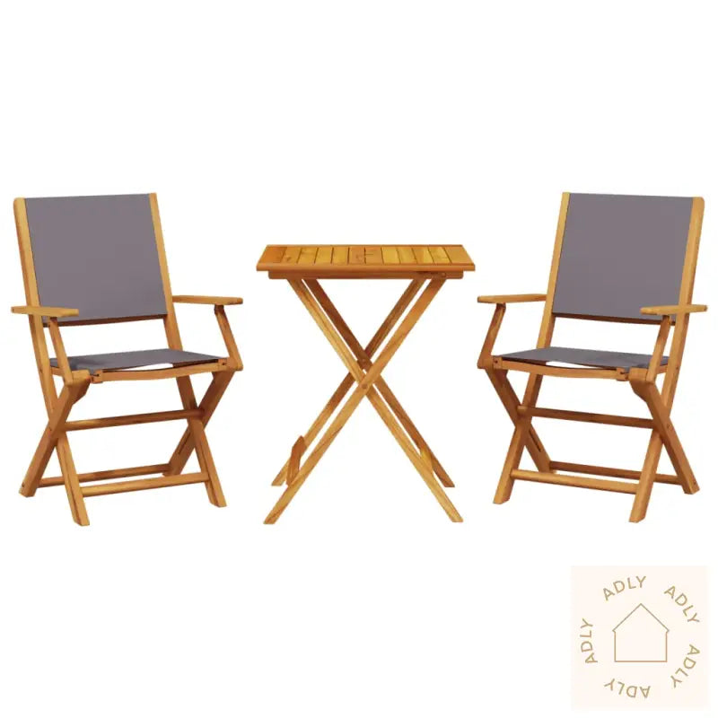 Bistrosett 3 Deler Antrasitt Stoff Og Heltre