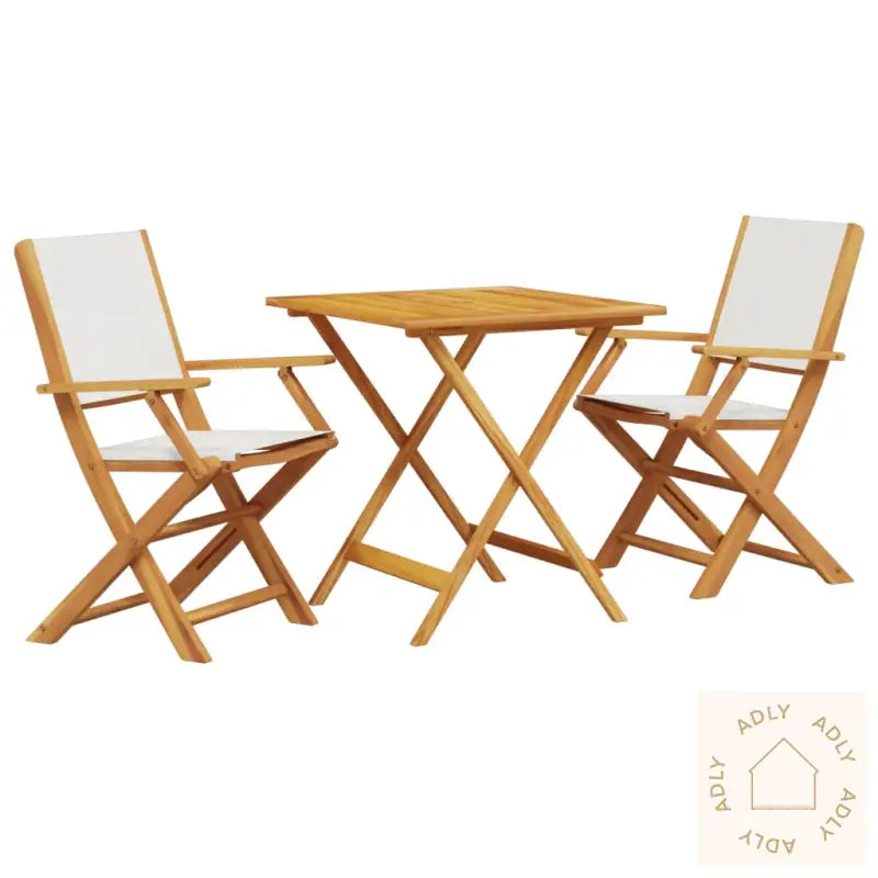 Bistrosett 3 Deler Kremhvit Stoff Og Heltre