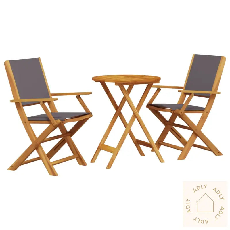 Bistrosett 3 Deler Antrasitt Stoff Og Heltre