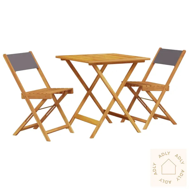 Bistrosett 3 Deler Antrasitt Stoff Og Heltre