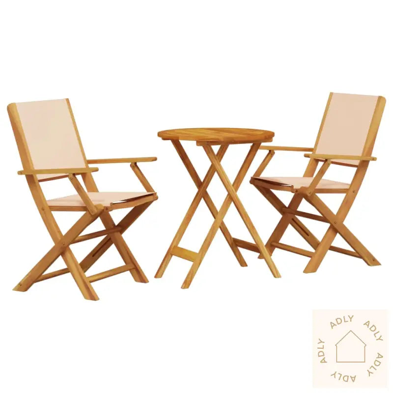 Bistrosett 3 Deler Beige Stoff Og Heltre