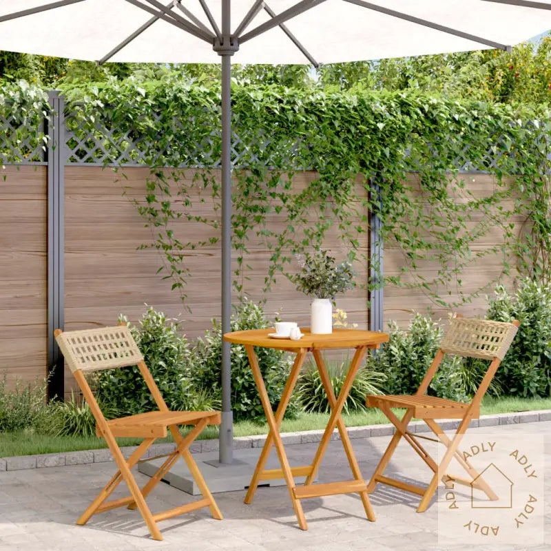 Bistrosett 3 Deler Beige Polyrotting Og Heltre