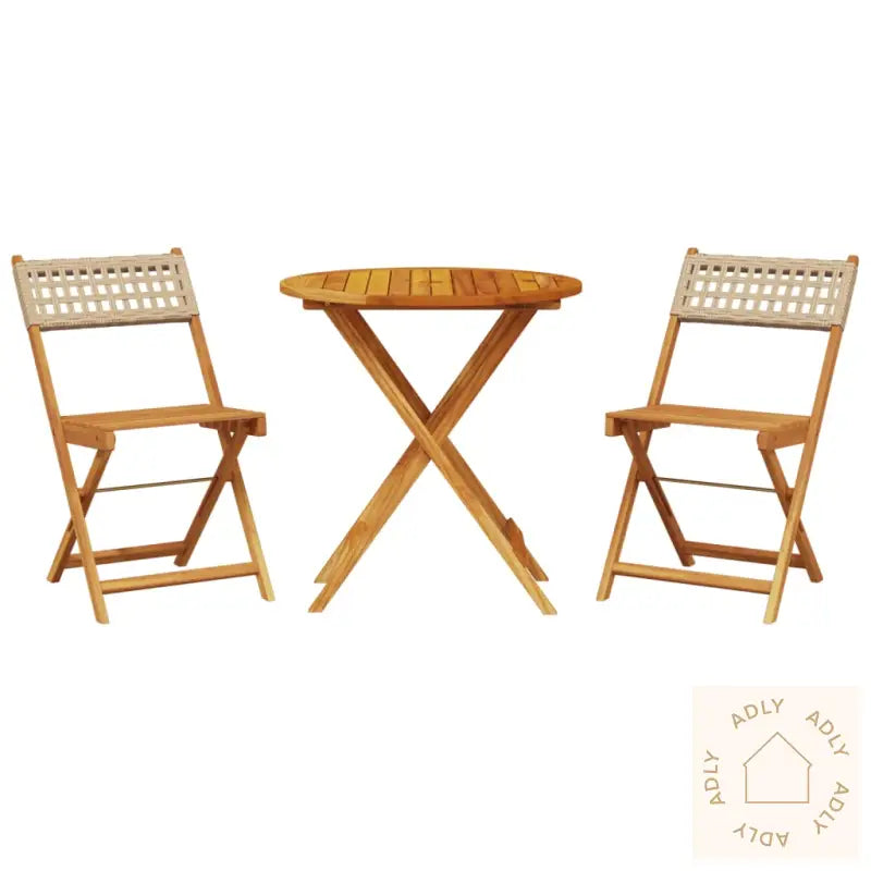 Bistrosett 3 Deler Beige Polyrotting Og Heltre