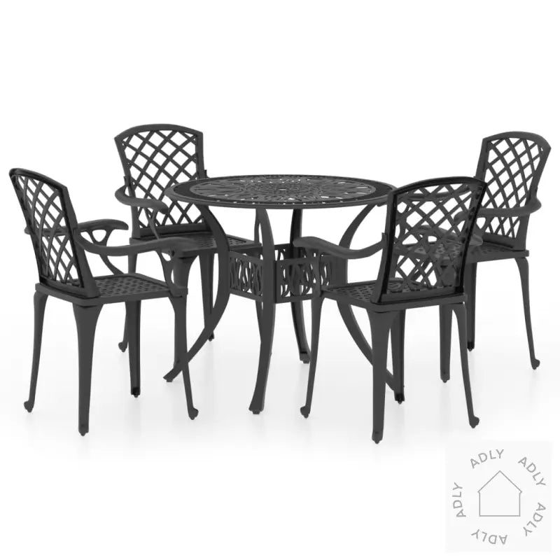 Bistrosett 5 Deler Støpt Aluminium Svart