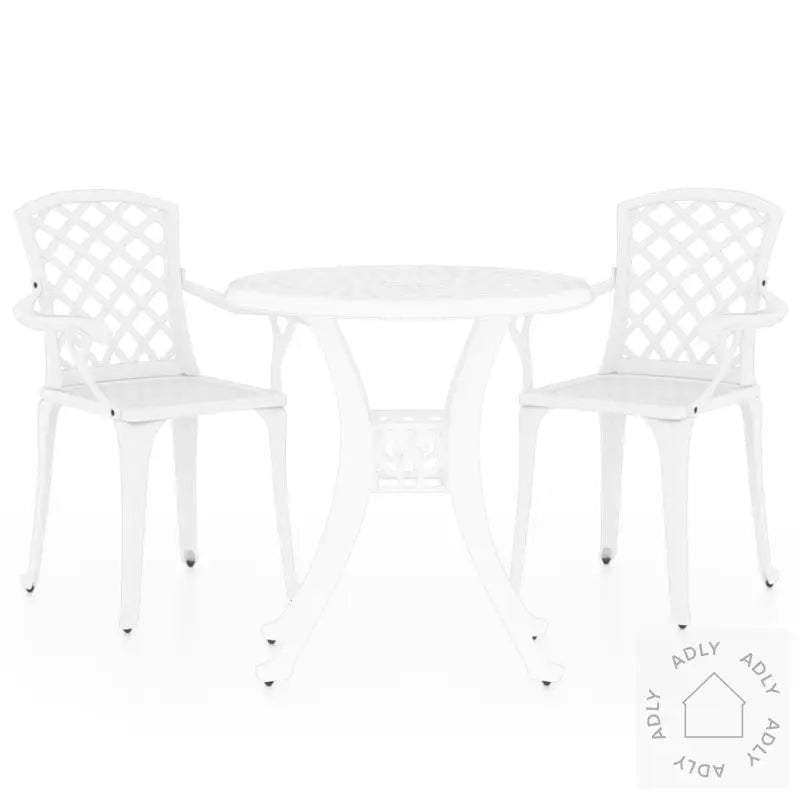 Bistrosett 3 Deler Støpt Aluminium Hvit
