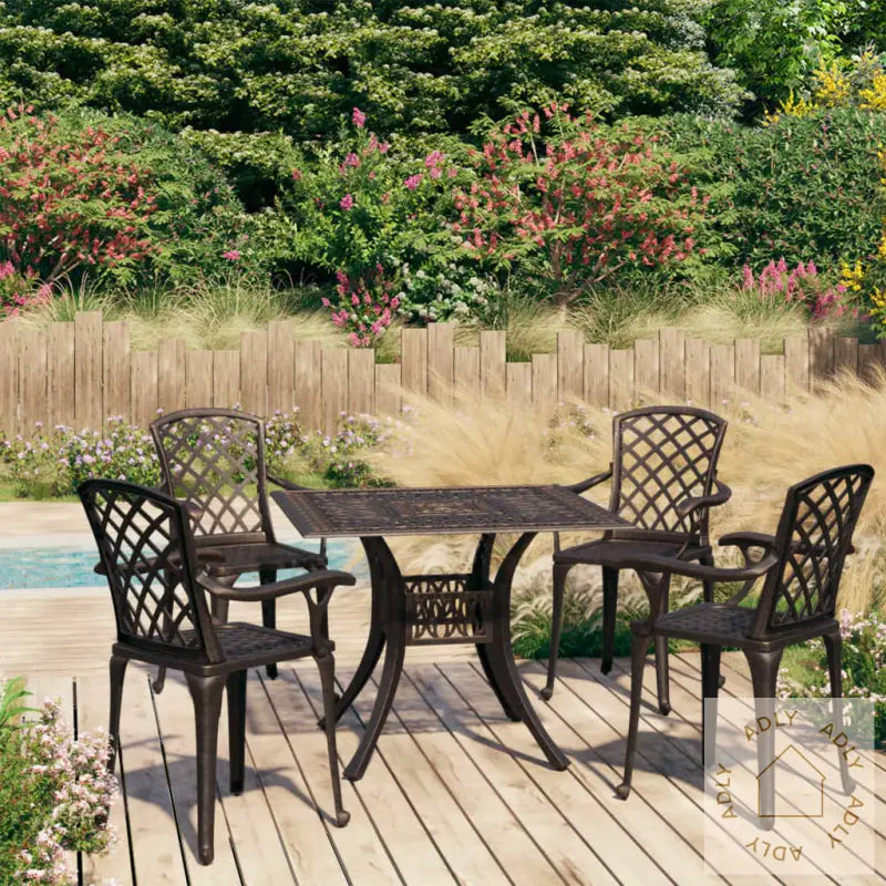 Bistrosett 5 Deler Støpt Aluminium Bronse