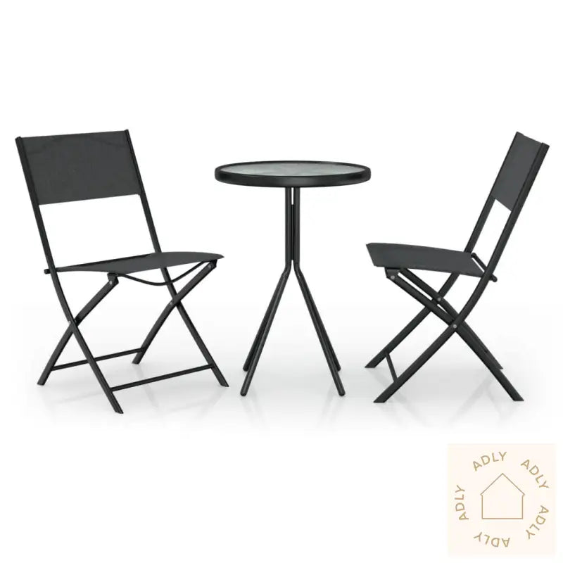 Bistrosett 3 Deler Stål Svart