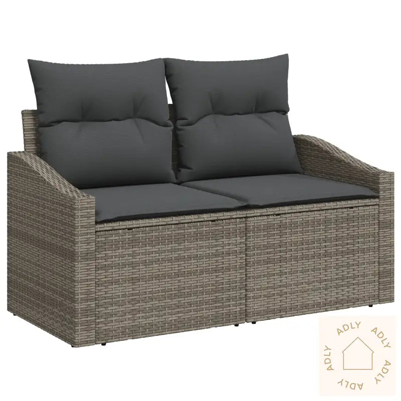 2-Seters Hage-Sofa Med Puter Grå Polyrotting