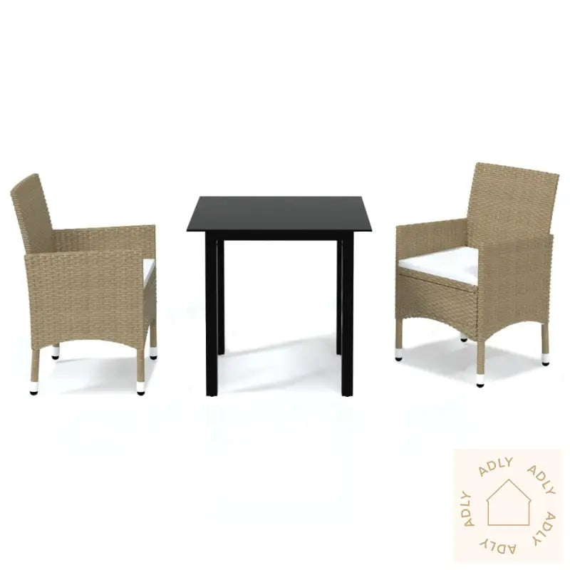 Hagespisegruppe Med Puter 3 Deler Polyrotting Beige