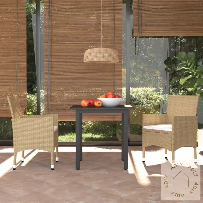 Hagespisegruppe Med Puter 3 Deler Polyrotting Beige