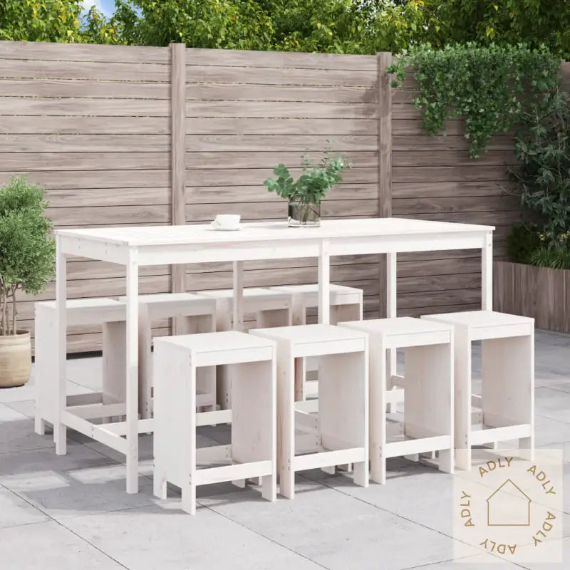 Hagebarsett 9 Deler Hvit Heltre Furu