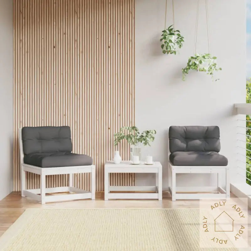 Hagesofaer Med Puter 2 Stk Hvit Heltre Furu